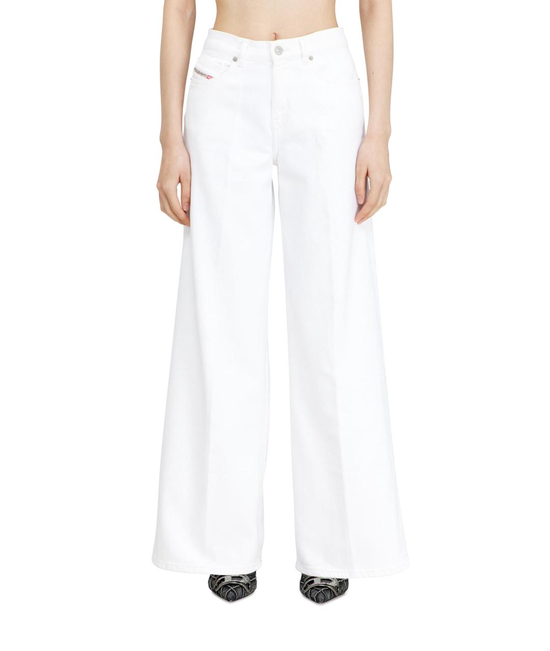 DIESEL Белые хлопковые прямые джинсы, фото 2
