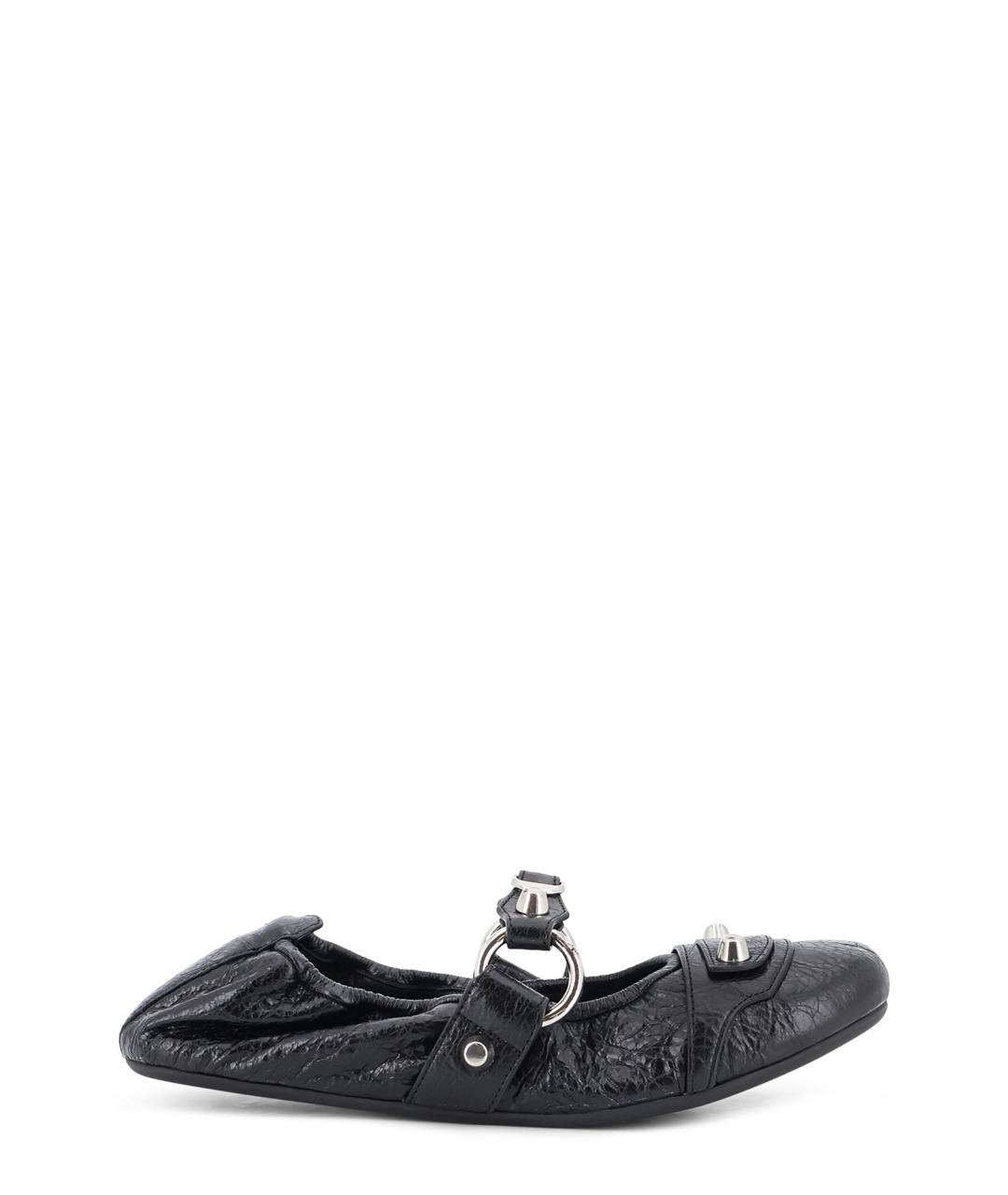 BALENCIAGA Черные кожаные балетки, фото 1