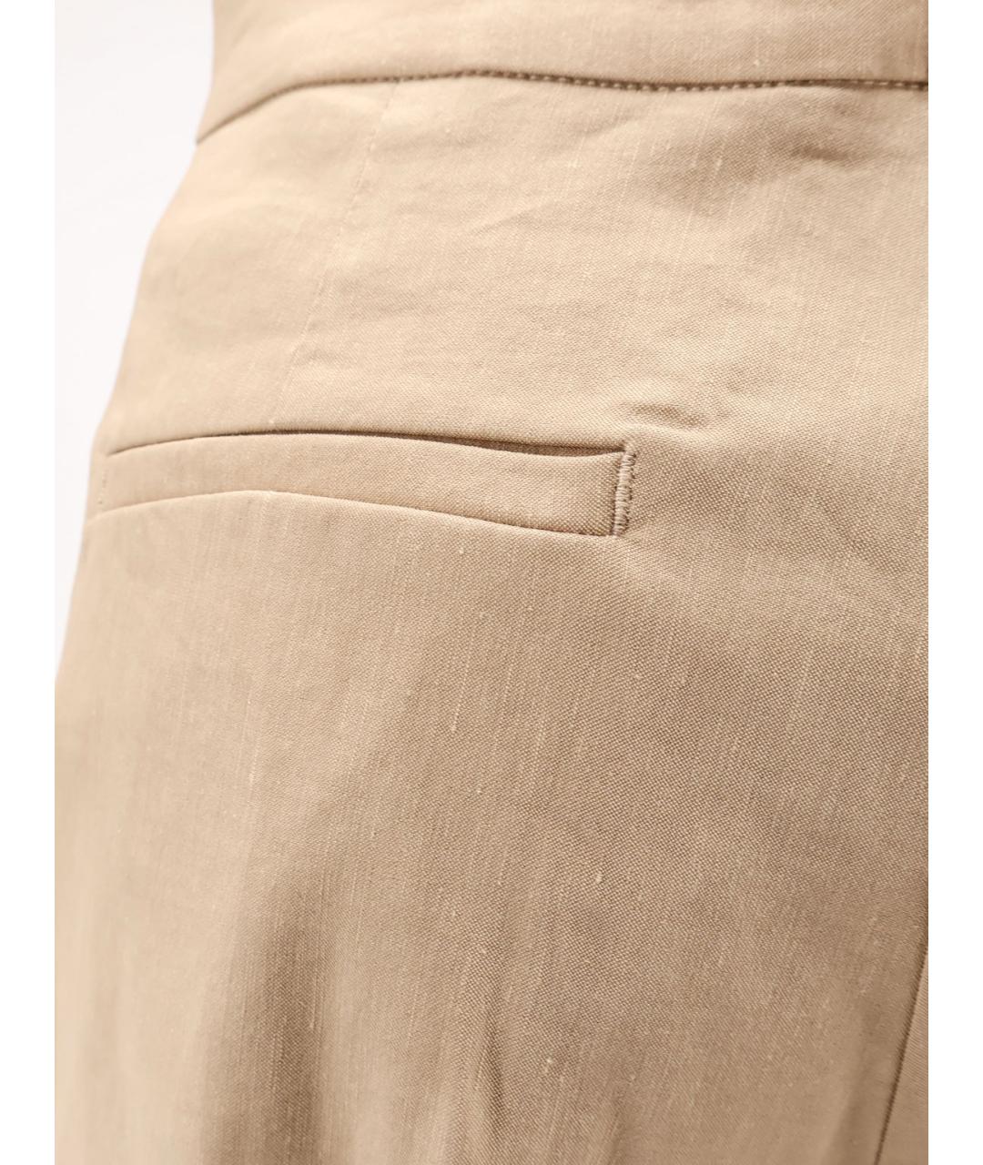 PINKO Бежевые льняные прямые брюки, фото 3