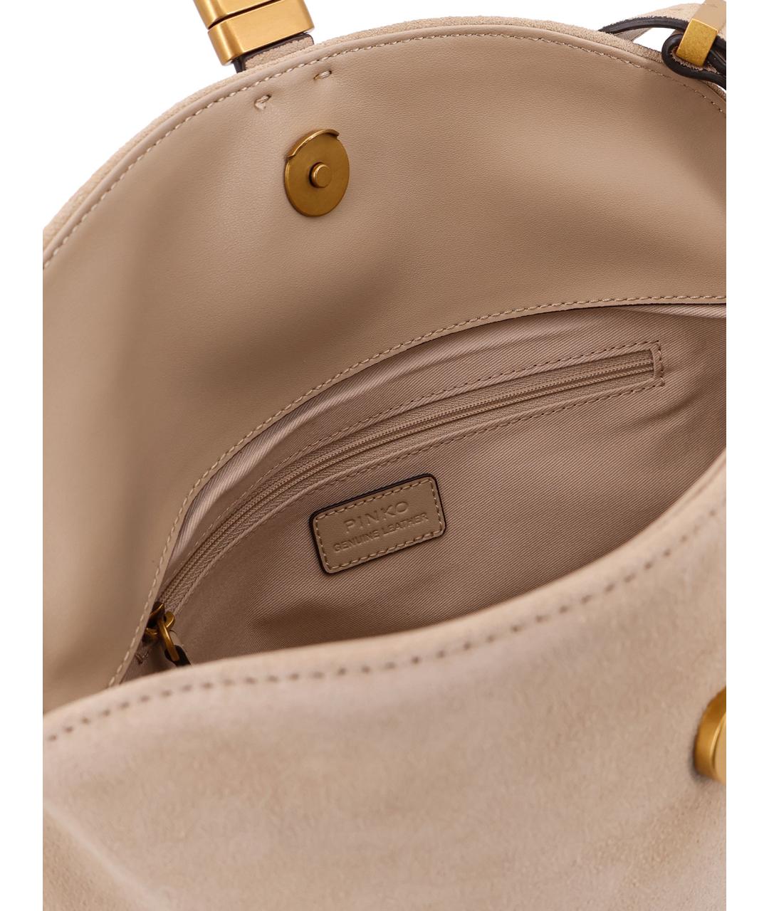 PINKO Бежевая замшевая сумка через плечо, фото 4