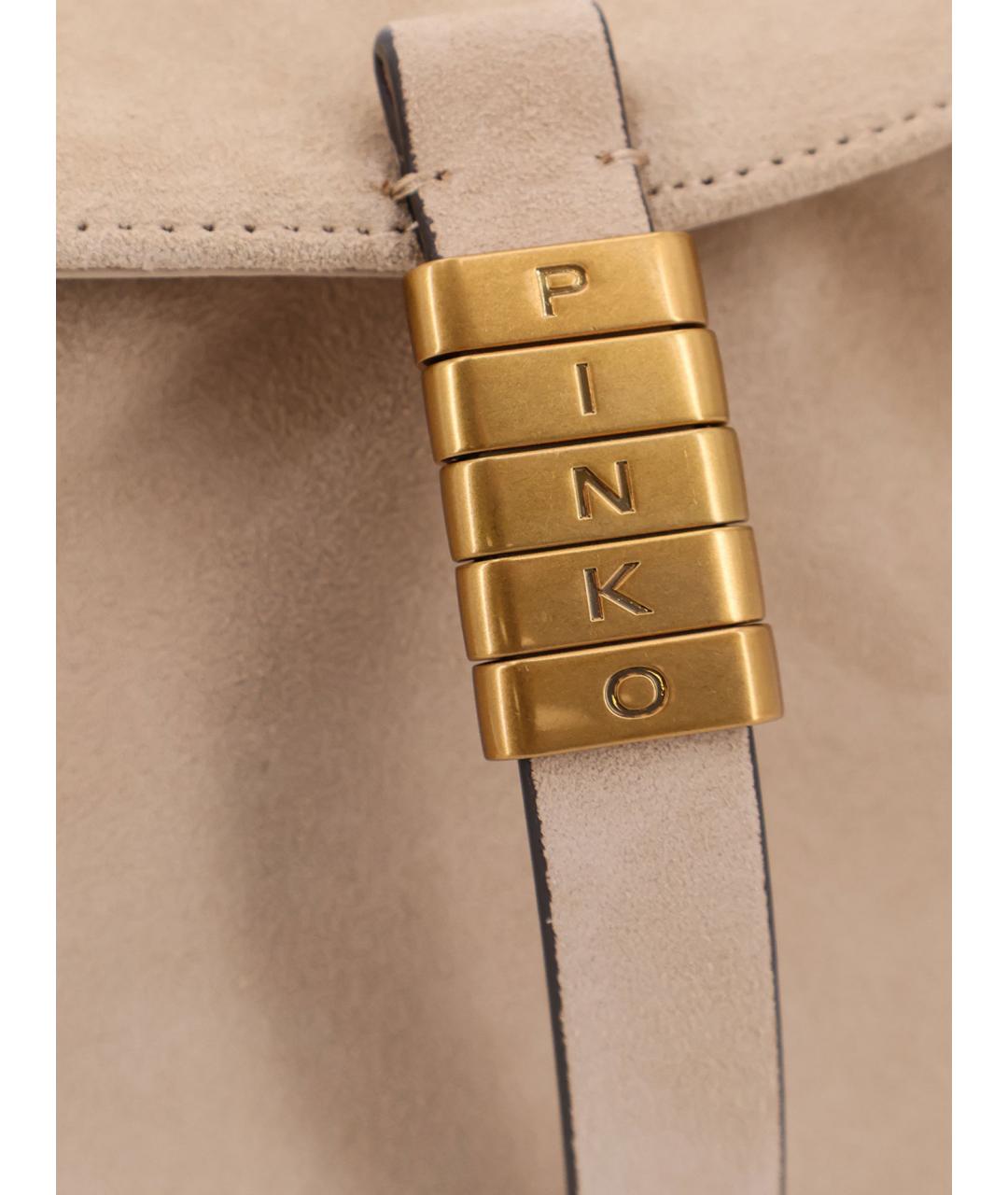 PINKO Бежевая замшевая сумка через плечо, фото 5