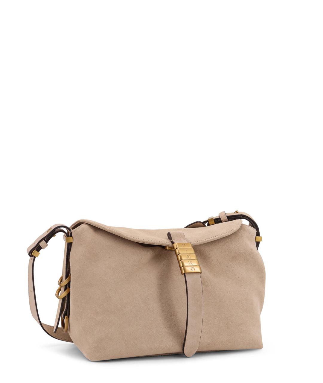 PINKO Бежевая замшевая сумка через плечо, фото 3