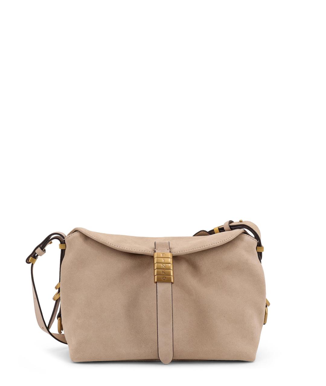 PINKO Бежевая замшевая сумка через плечо, фото 1