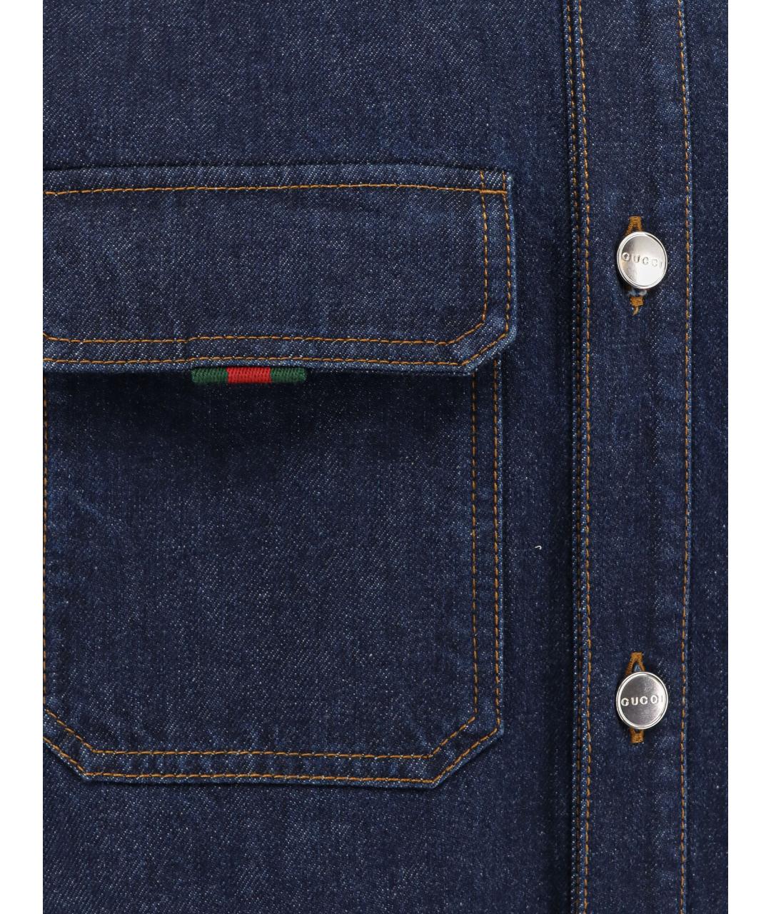 GUCCI Синяя хлопковая кэжуал рубашка, фото 3