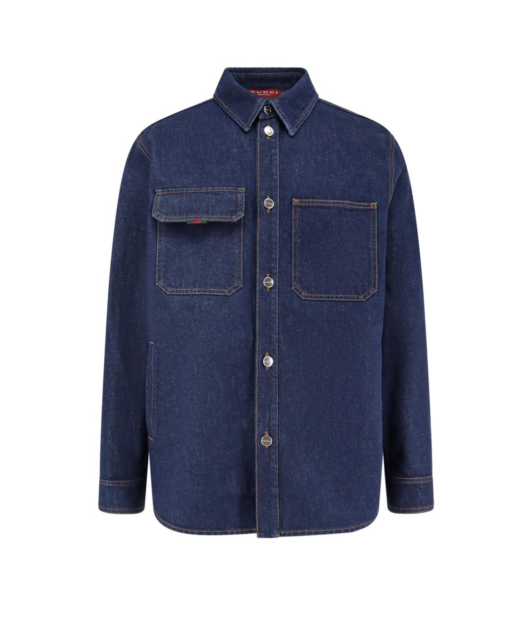 GUCCI Синяя хлопковая кэжуал рубашка, фото 1