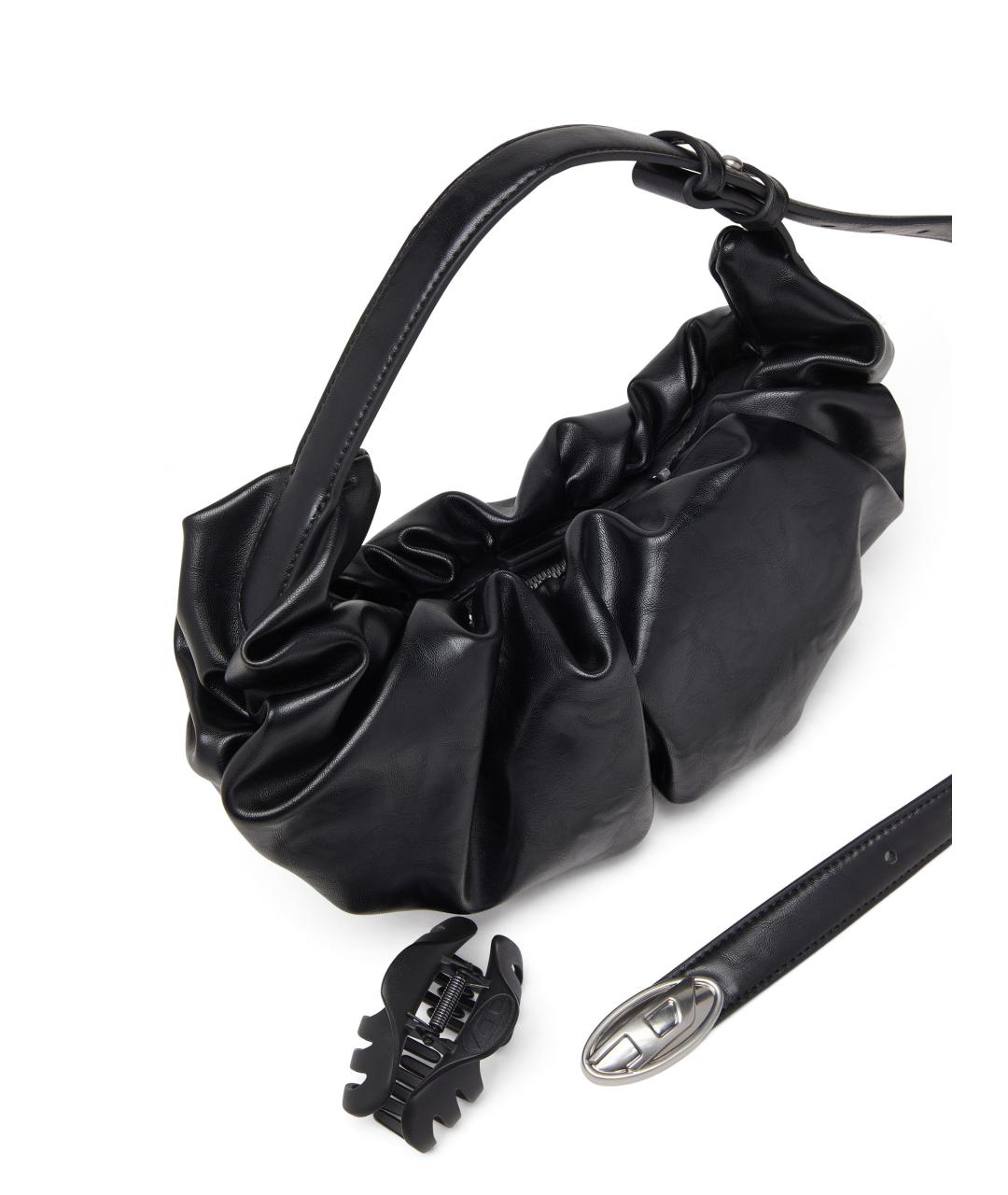 DIESEL Черная сумка через плечо из искусственной кожи, фото 5