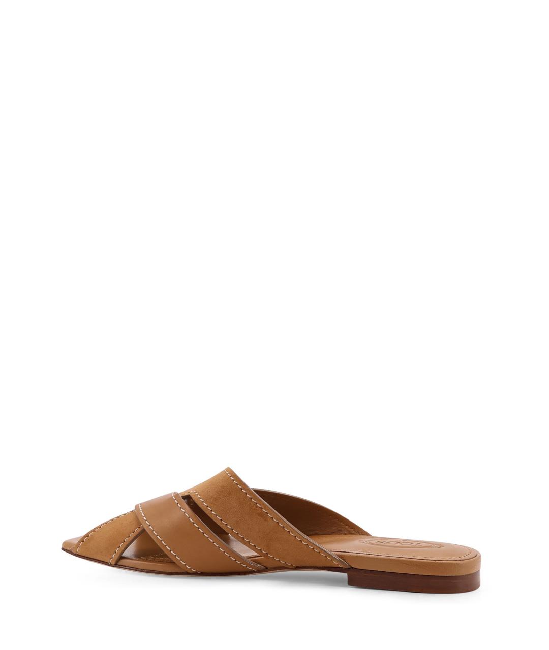 TOD'S Коричневые кожаные шлепанцы, фото 3