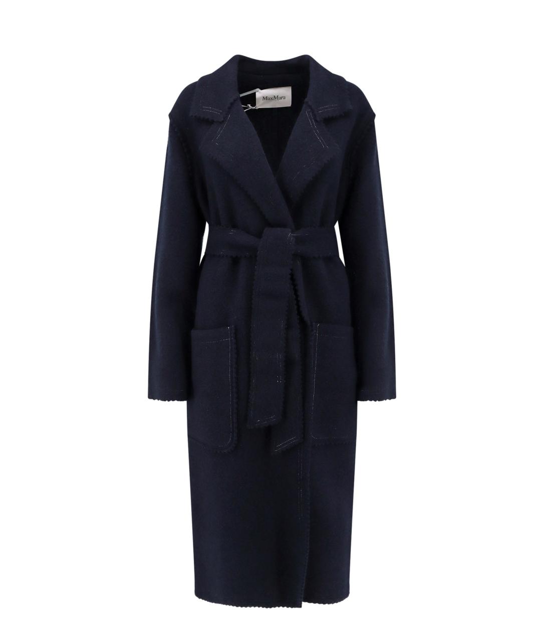 MAX MARA Темно-синее шерстяное пальто, фото 1