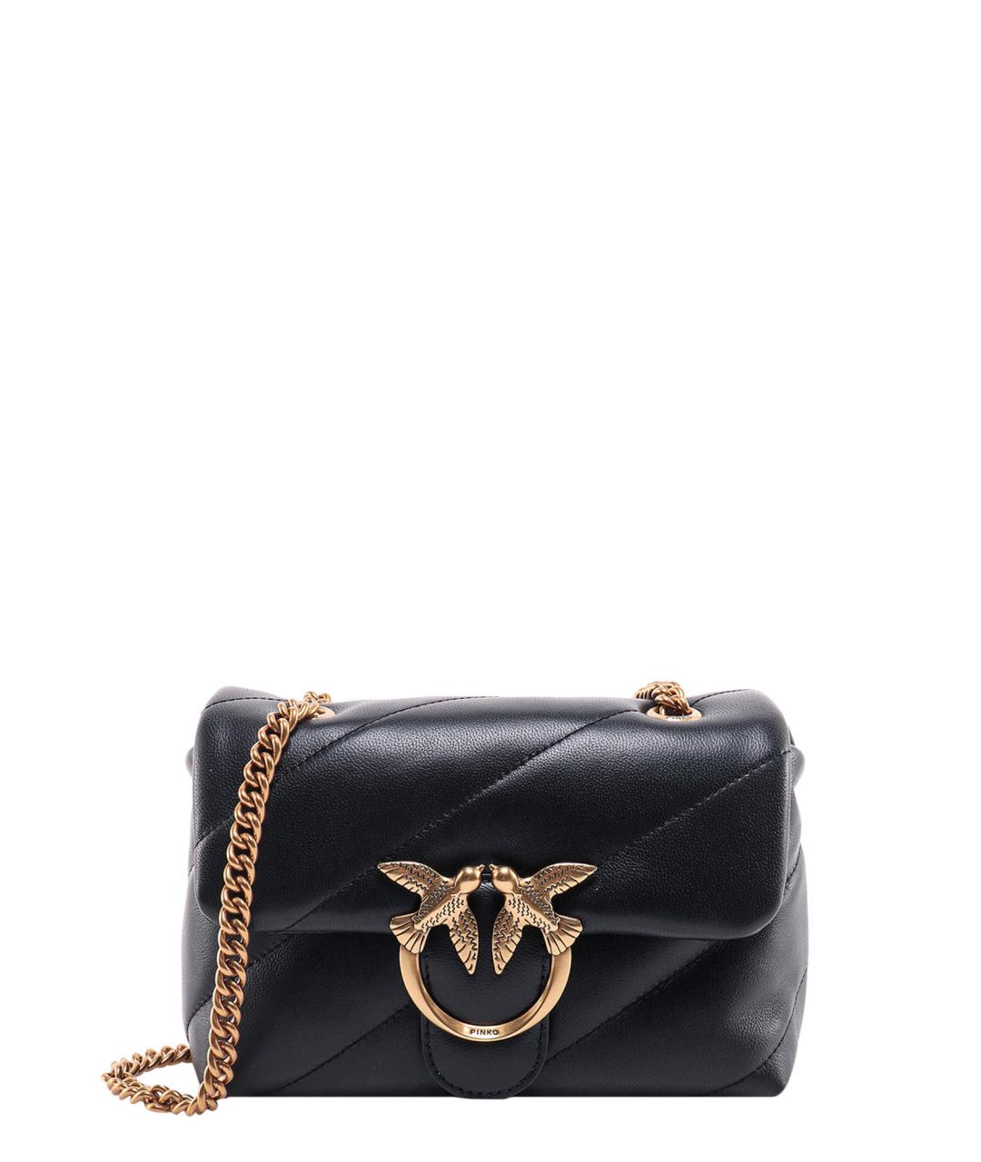 PINKO Черная кожаная сумка через плечо, фото 1