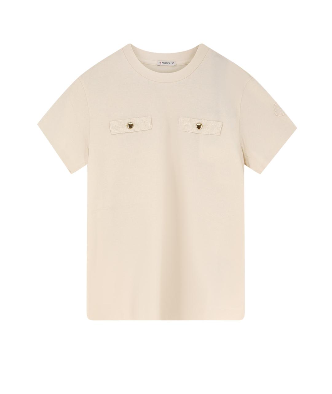 MONCLER Бежевая хлопковая футболка, фото 1