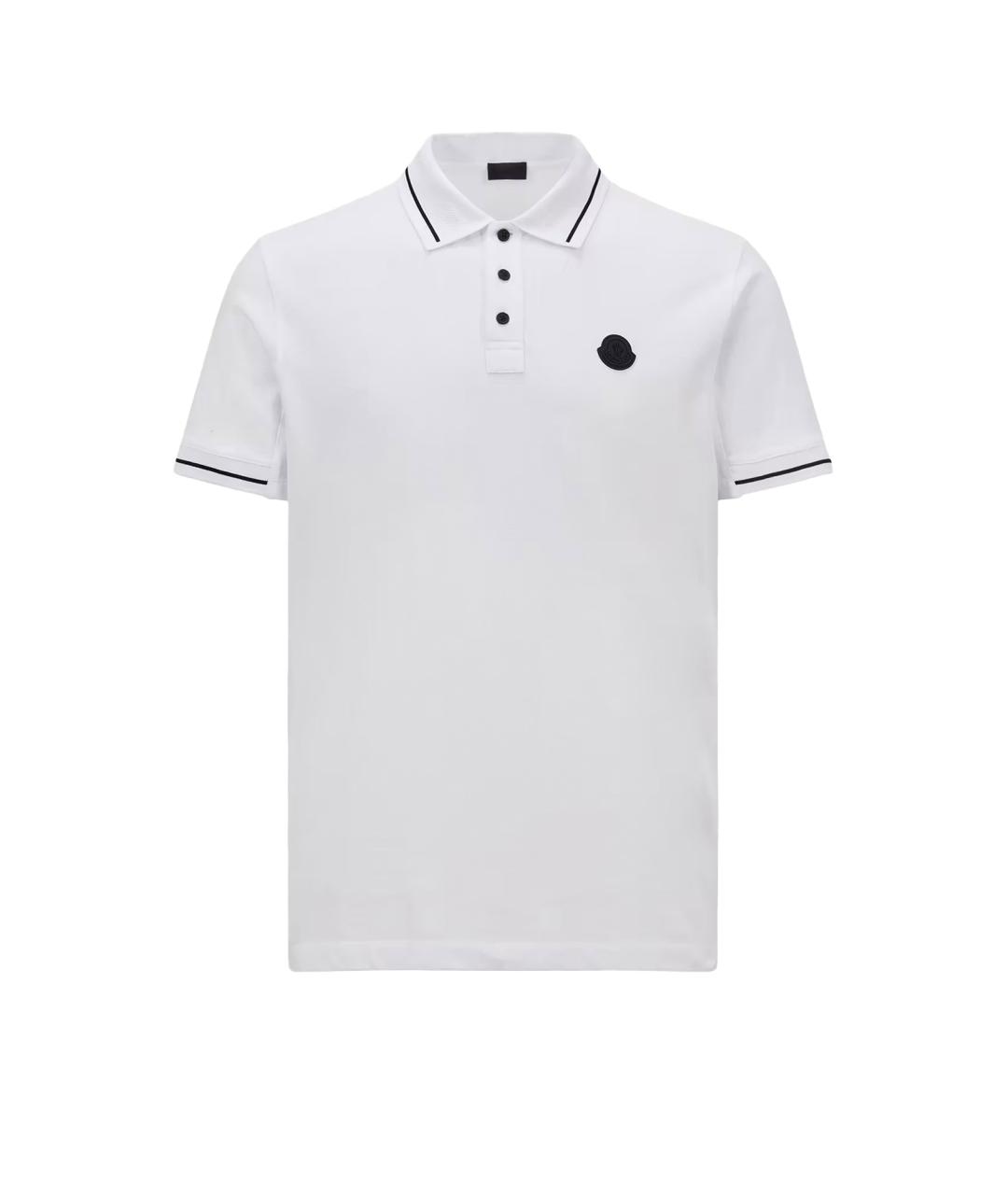 MONCLER Белое хлопковое поло с коротким рукавом, фото 1