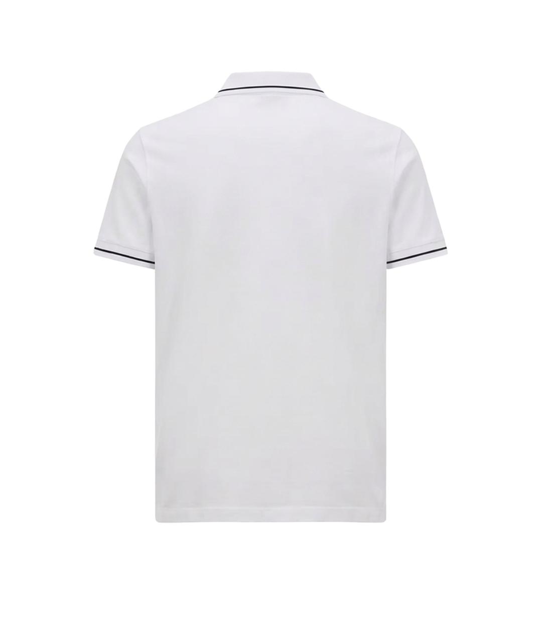 MONCLER Белое хлопковое поло с коротким рукавом, фото 2