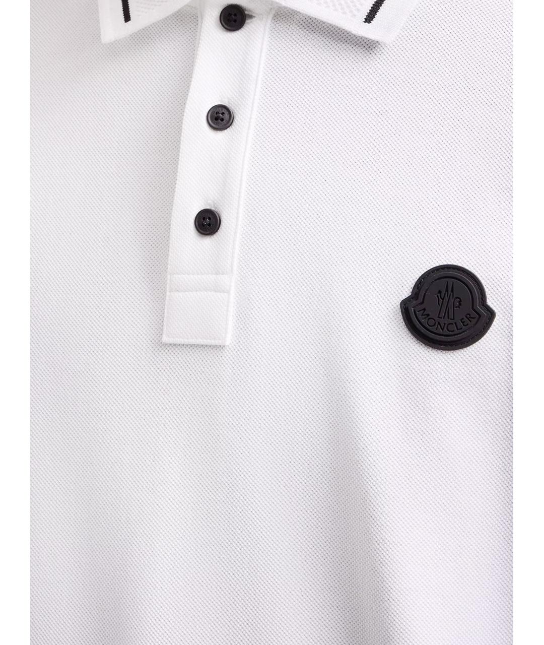 MONCLER Белое хлопковое поло с коротким рукавом, фото 3