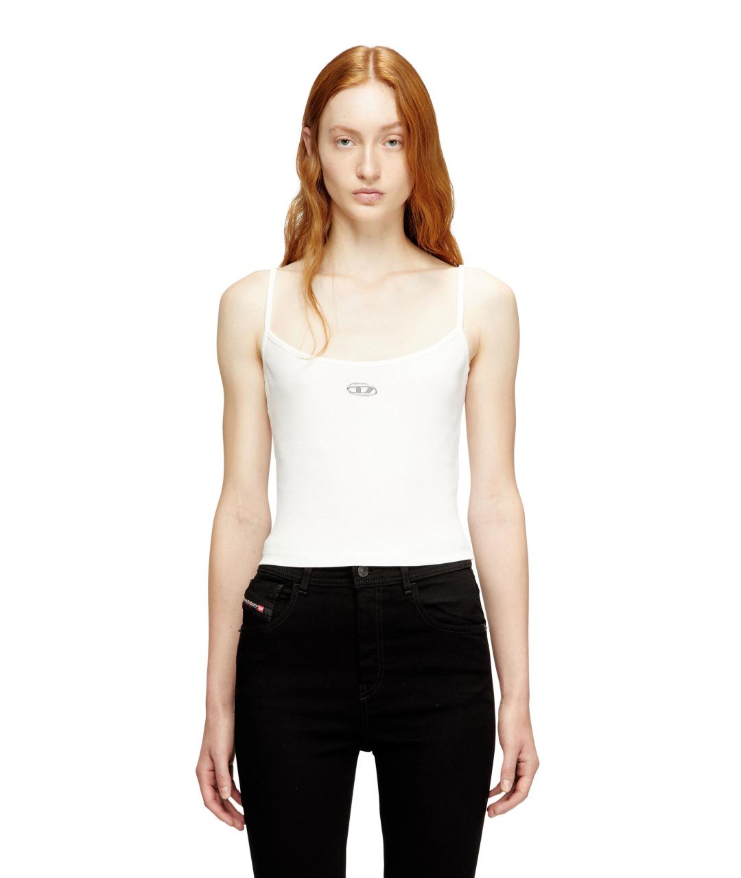 DIESEL Белая хлопко-эластановая майка, фото 2