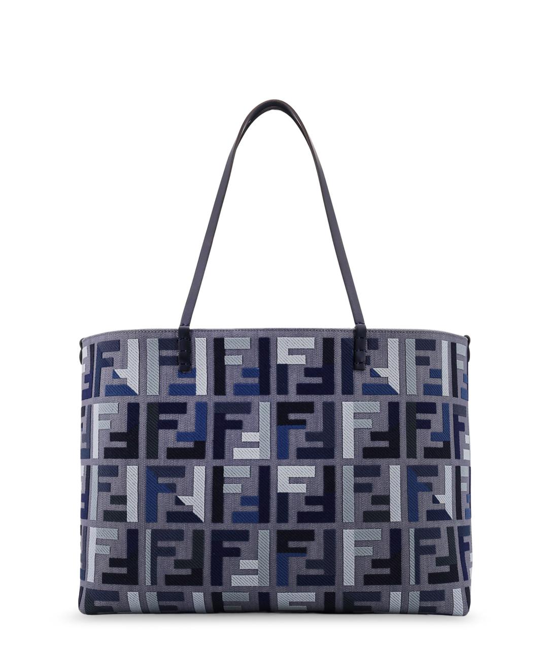 FENDI Синяя жаккардовая сумка тоут, фото 1