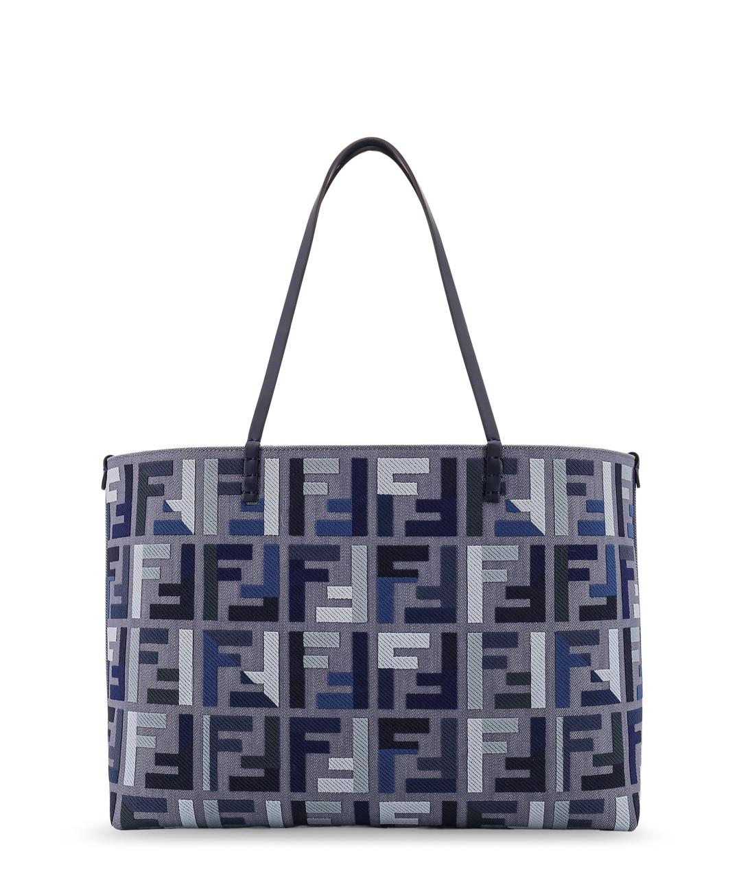 FENDI Синяя жаккардовая сумка тоут, фото 2
