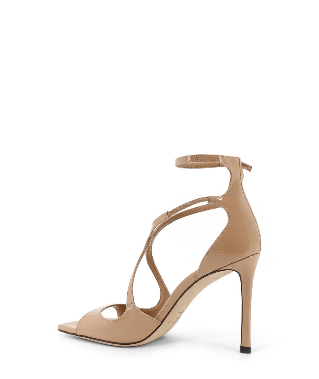 JIMMY CHOO Бежевые босоножки из лакированной кожи, фото 3