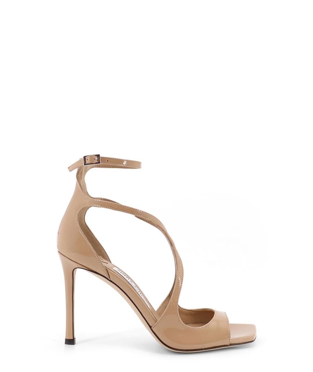 JIMMY CHOO Бежевые босоножки из лакированной кожи, фото 1