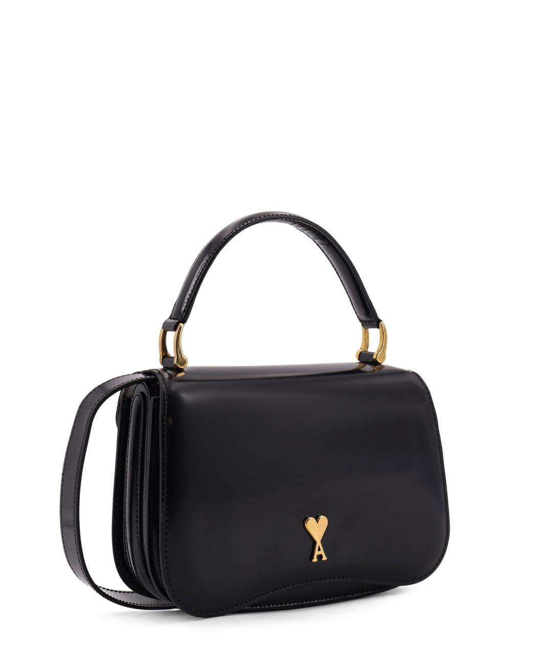 Ami Paris Черная кожаная сумка через плечо, фото 3