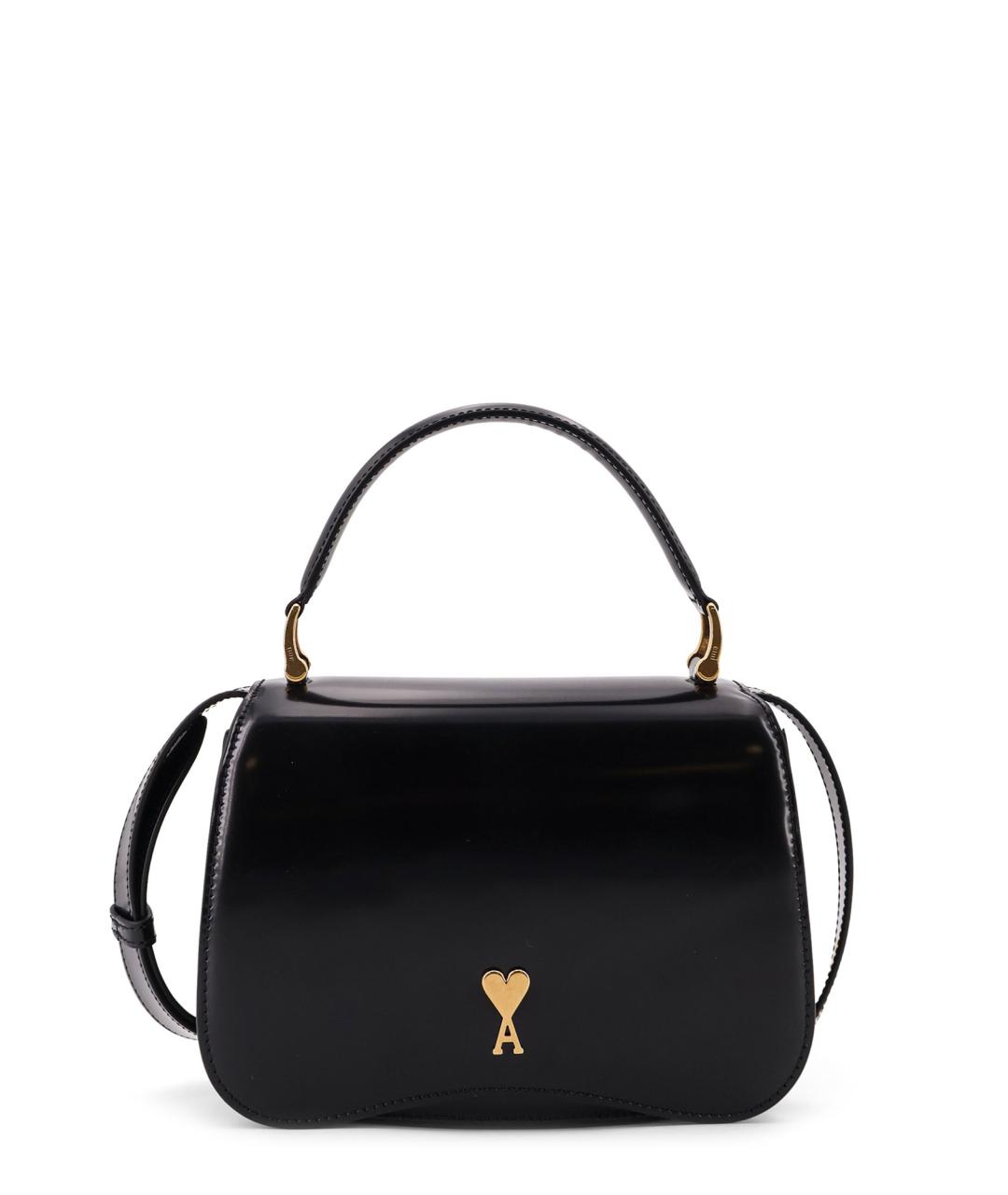 Ami Paris Черная кожаная сумка через плечо, фото 1