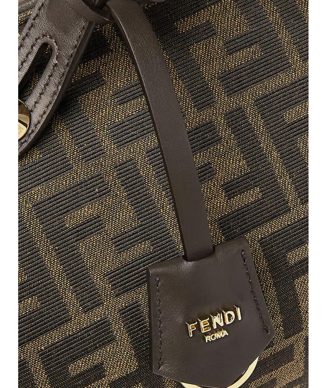 FENDI Коричневая жаккардовая сумка тоут, фото 5