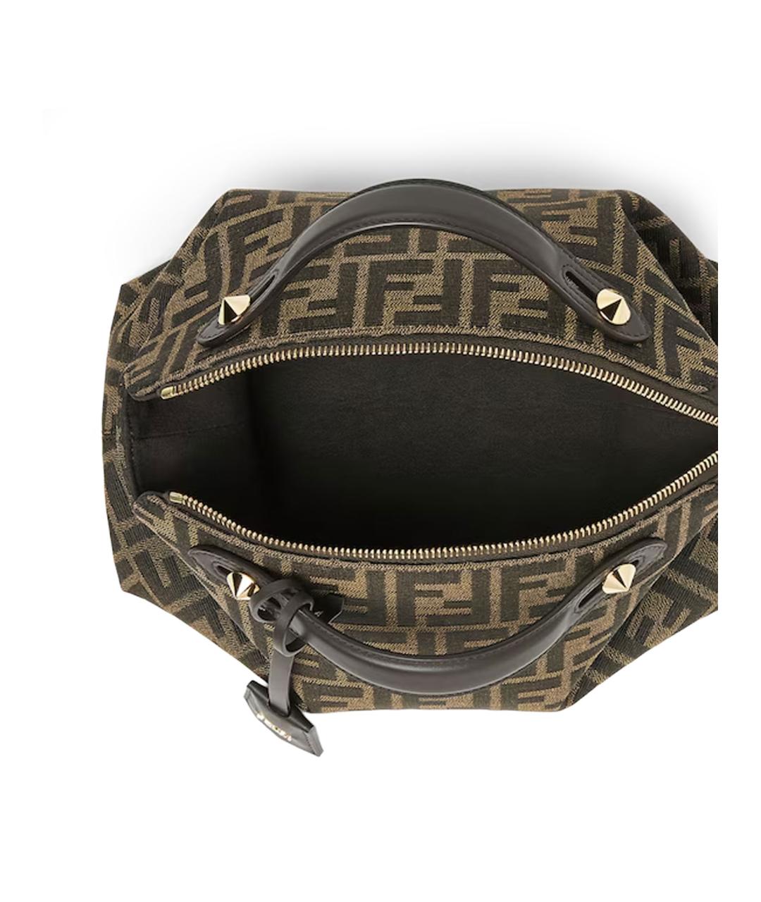 FENDI Коричневая жаккардовая сумка тоут, фото 4