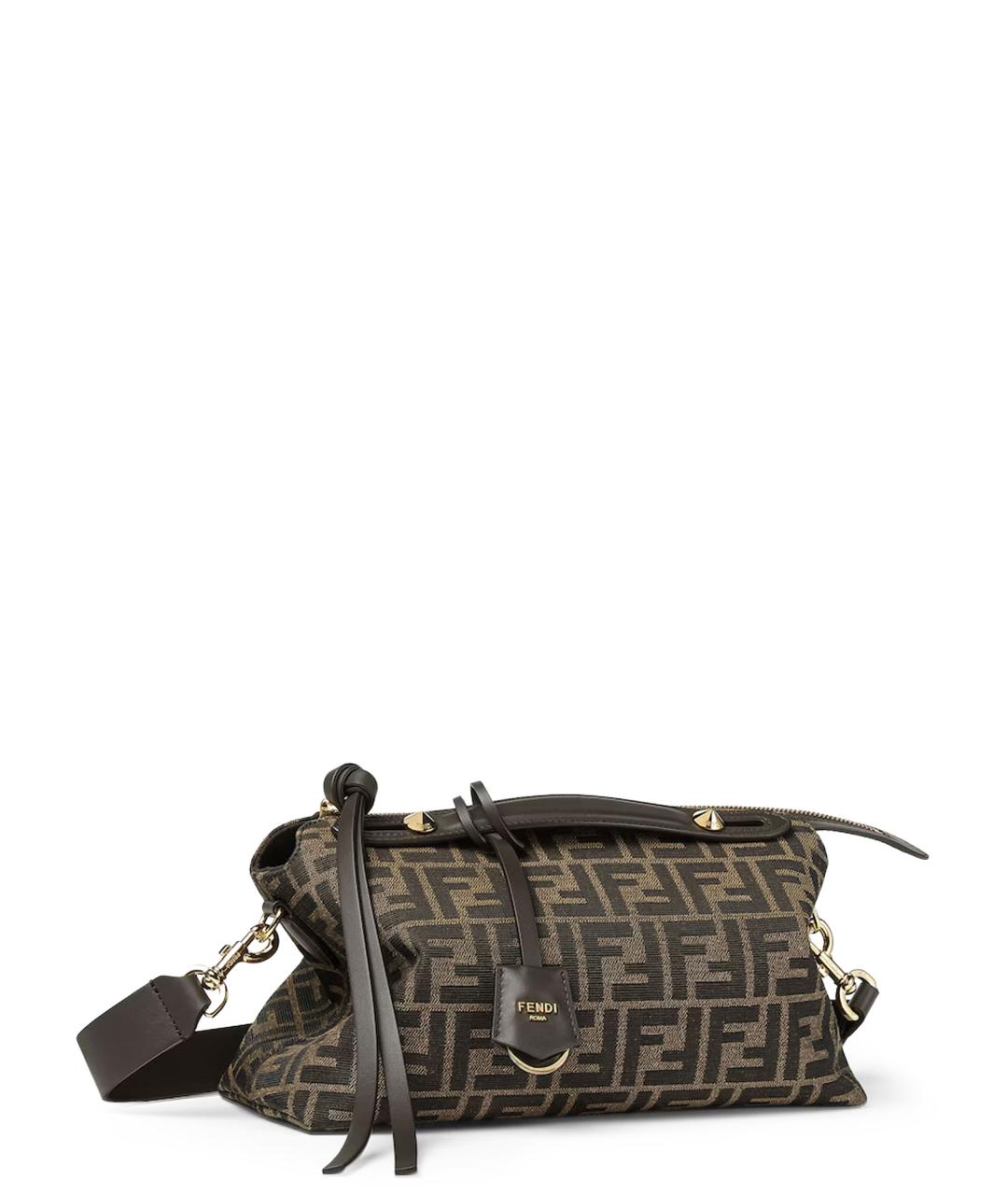 FENDI Коричневая жаккардовая сумка тоут, фото 3