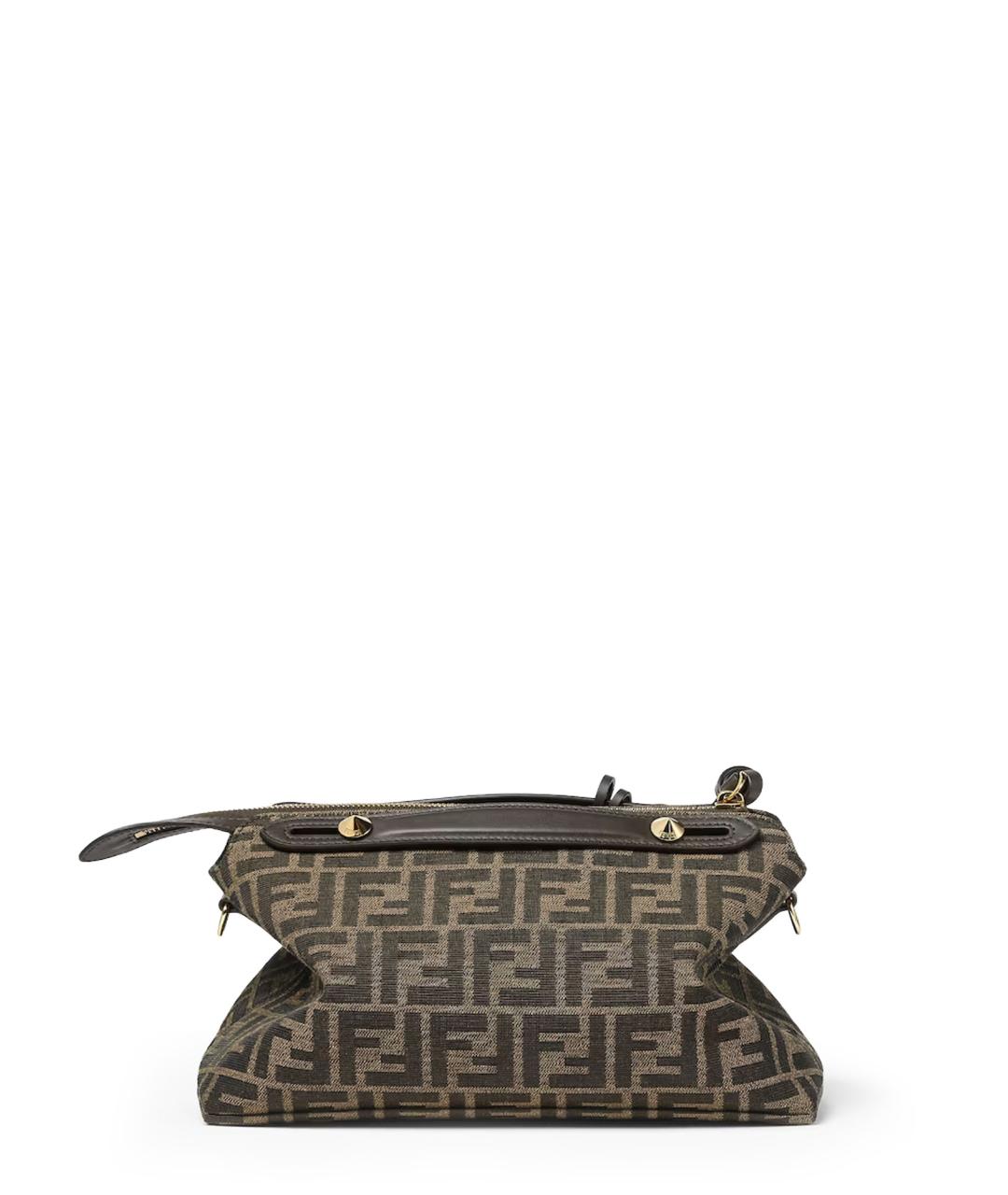 FENDI Коричневая жаккардовая сумка тоут, фото 2