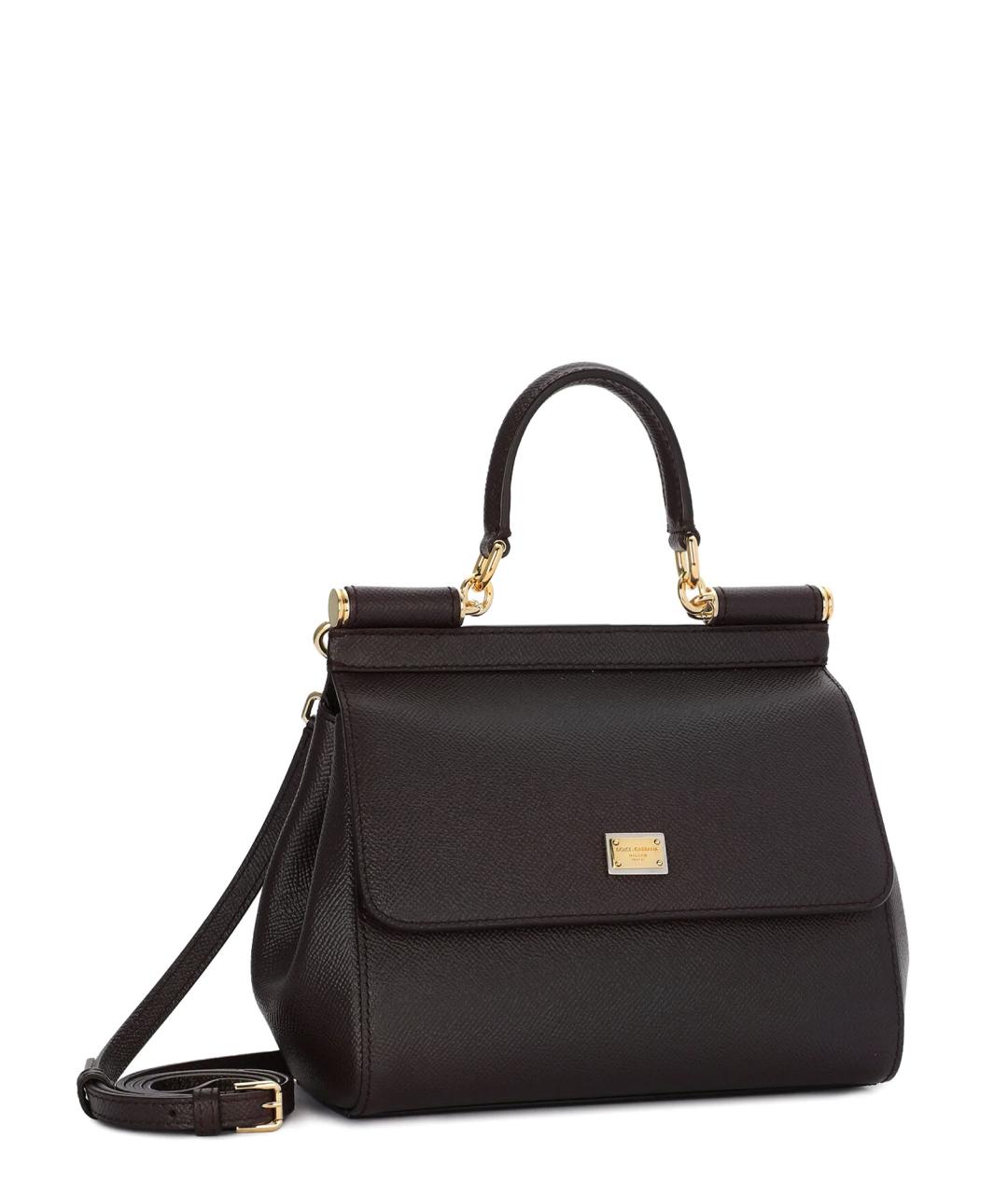 DOLCE&GABBANA Черная кожаная сумка тоут, фото 3