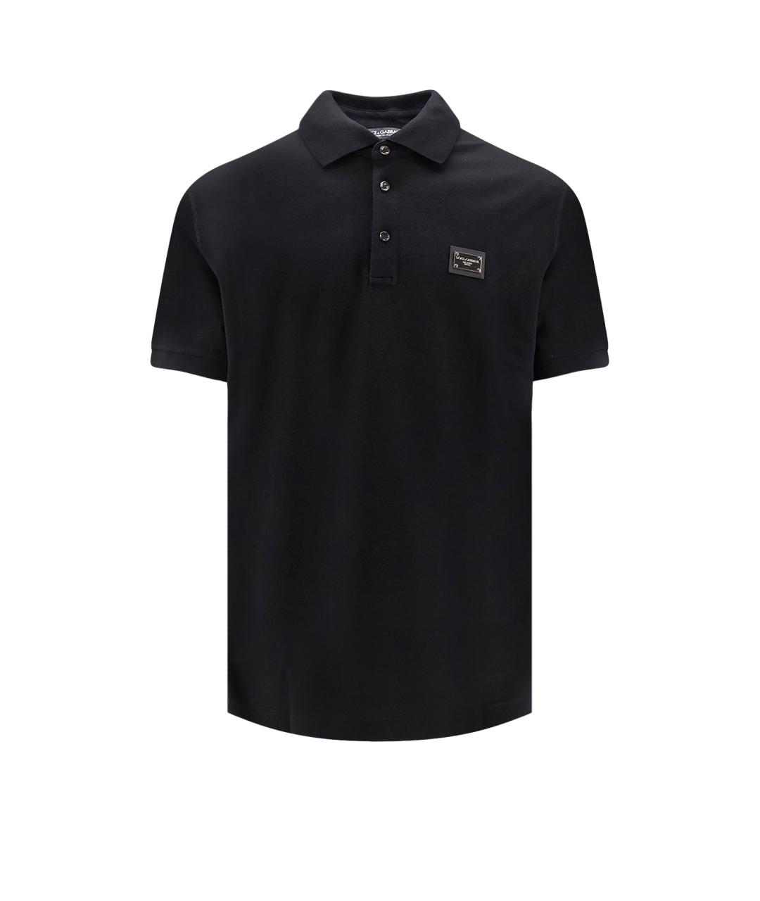 DOLCE&GABBANA Черное хлопковое поло с коротким рукавом, фото 1