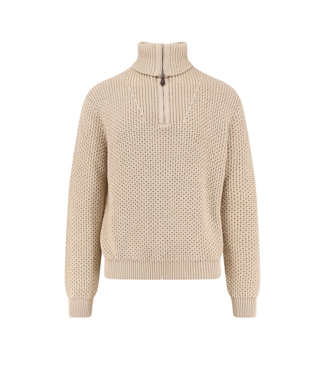 LORO PIANA Бежевый льняной джемпер / свитер, фото 1