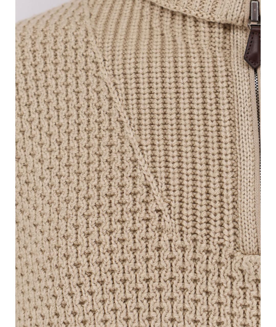 LORO PIANA Бежевый льняной джемпер / свитер, фото 3