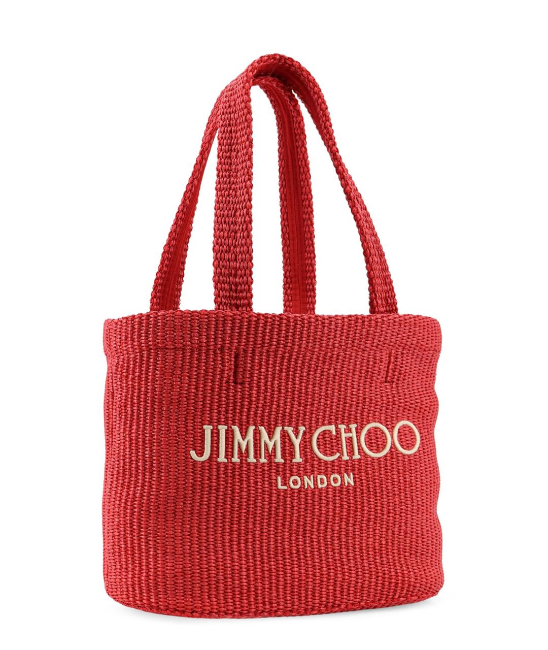 JIMMY CHOO Красная пелетеная сумка тоут, фото 3