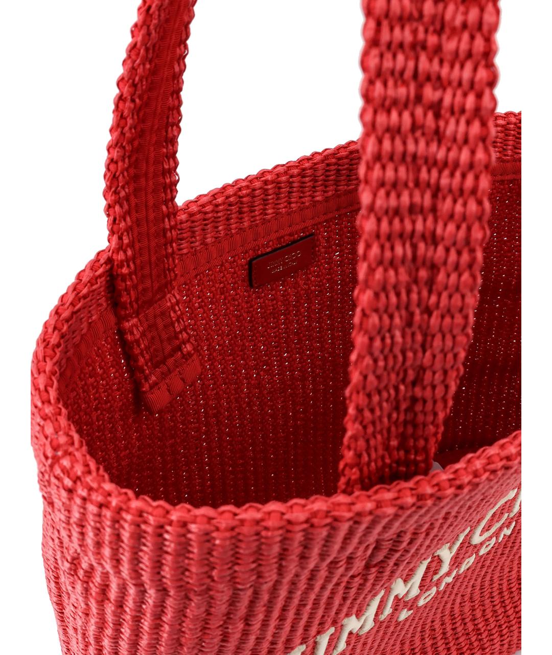 JIMMY CHOO Красная пелетеная сумка тоут, фото 4