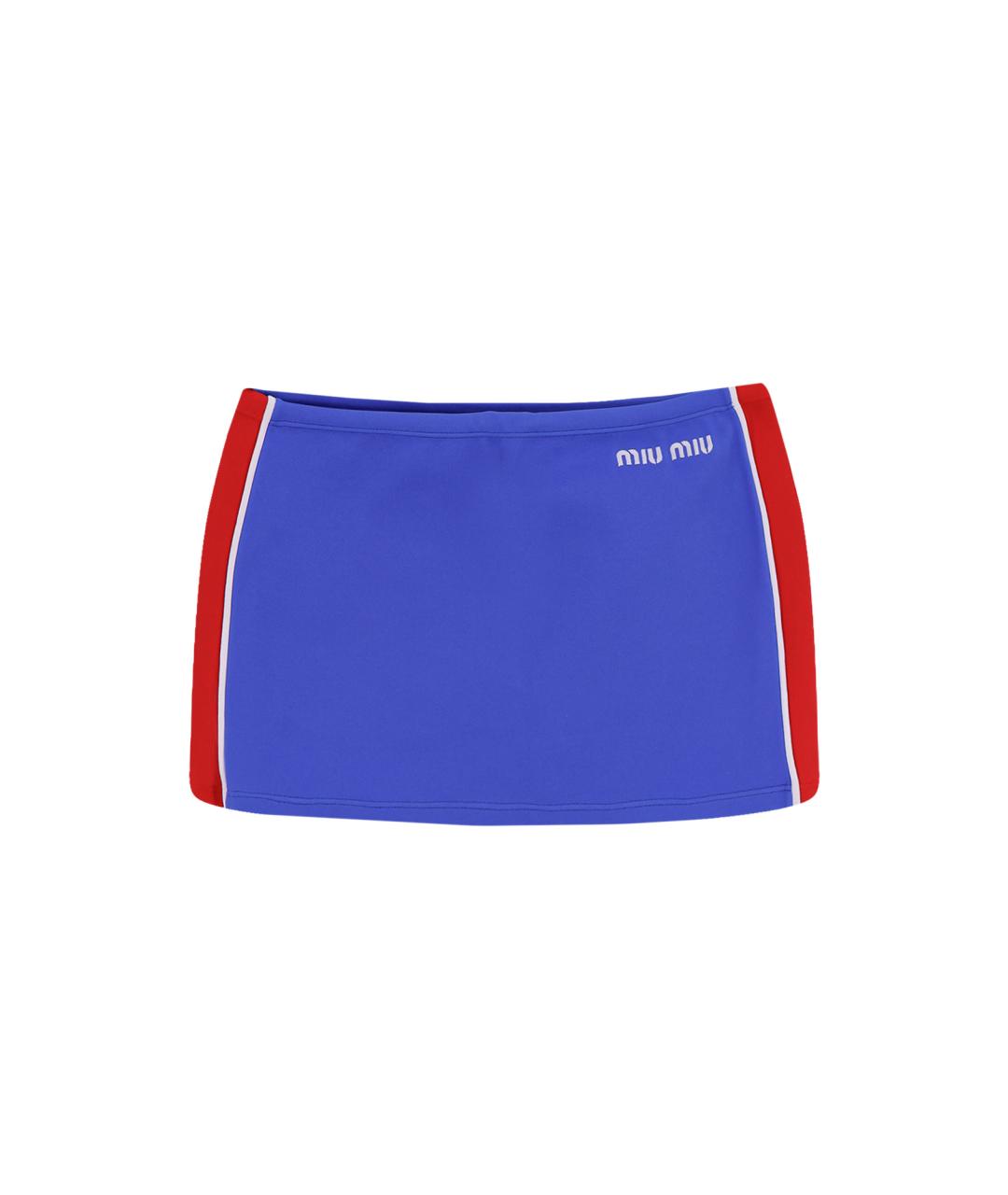 MIU MIU Синяя полиамидовая юбка мини, фото 1