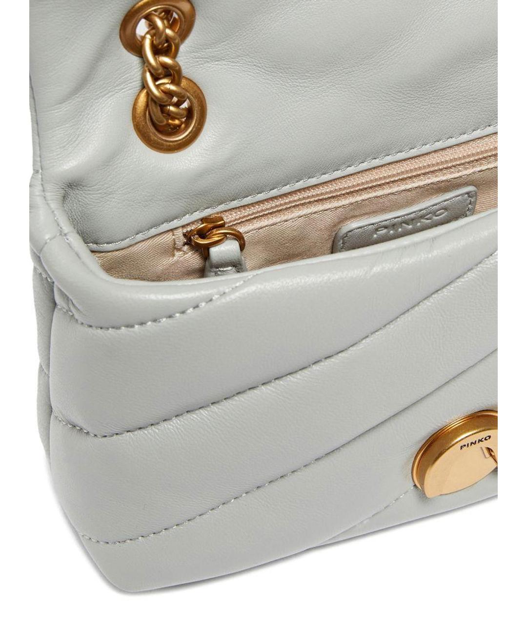 PINKO Серая кожаная сумка через плечо, фото 4