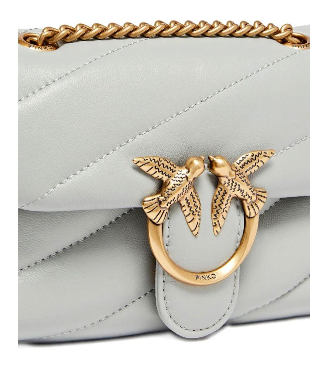 PINKO Серая кожаная сумка через плечо, фото 3