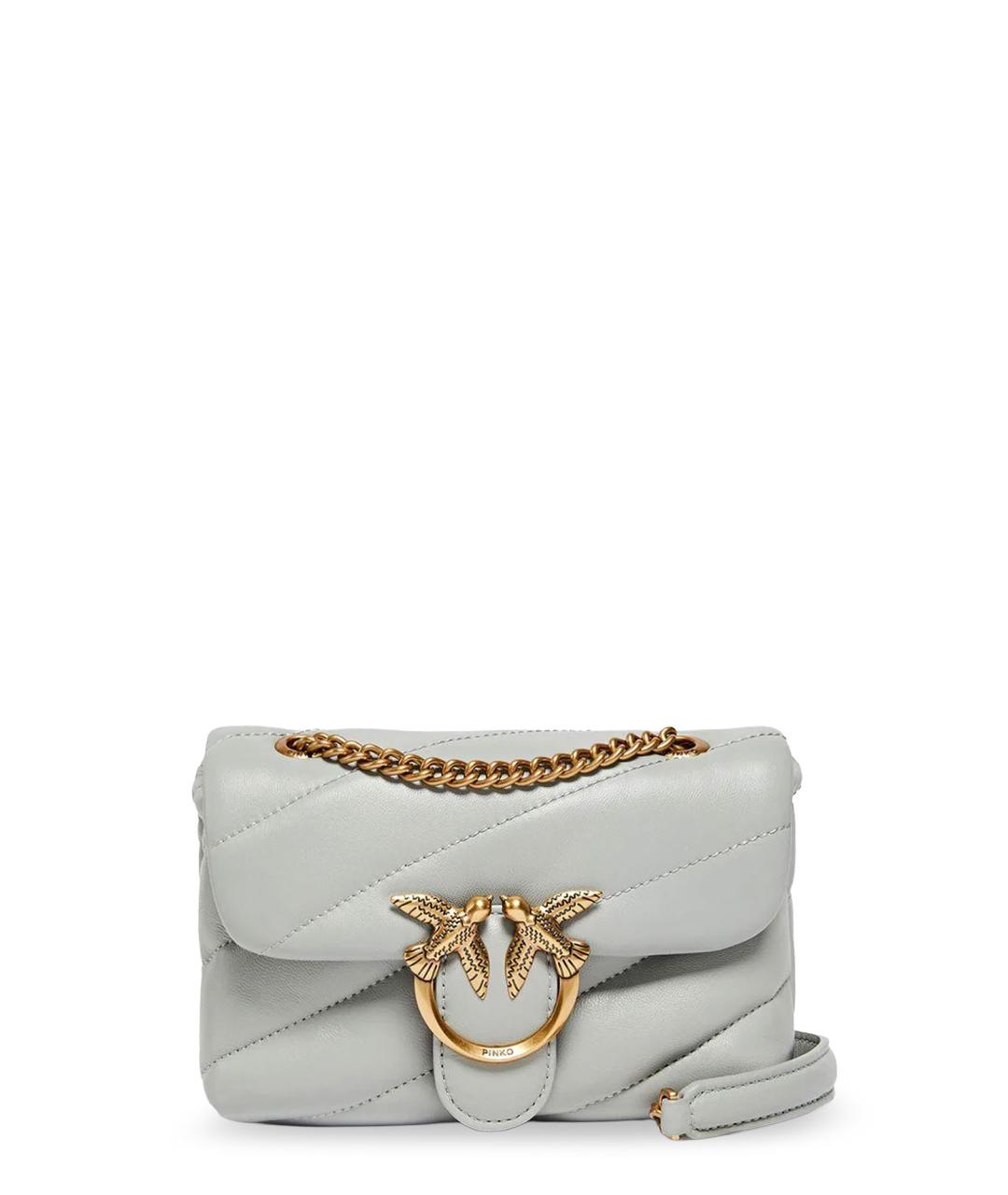 PINKO Серая кожаная сумка через плечо, фото 1