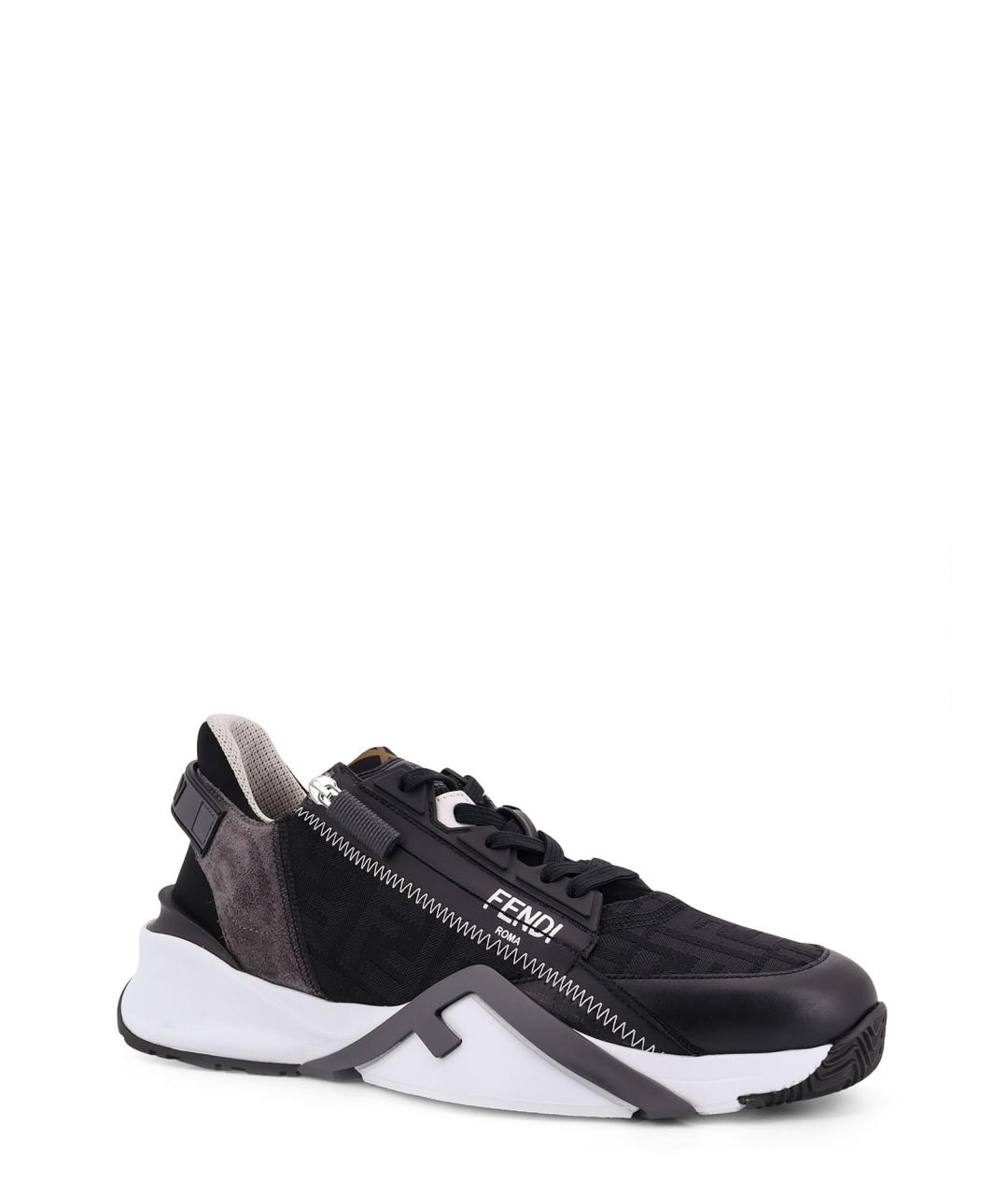FENDI Черные текстильные низкие кроссовки / кеды, фото 2