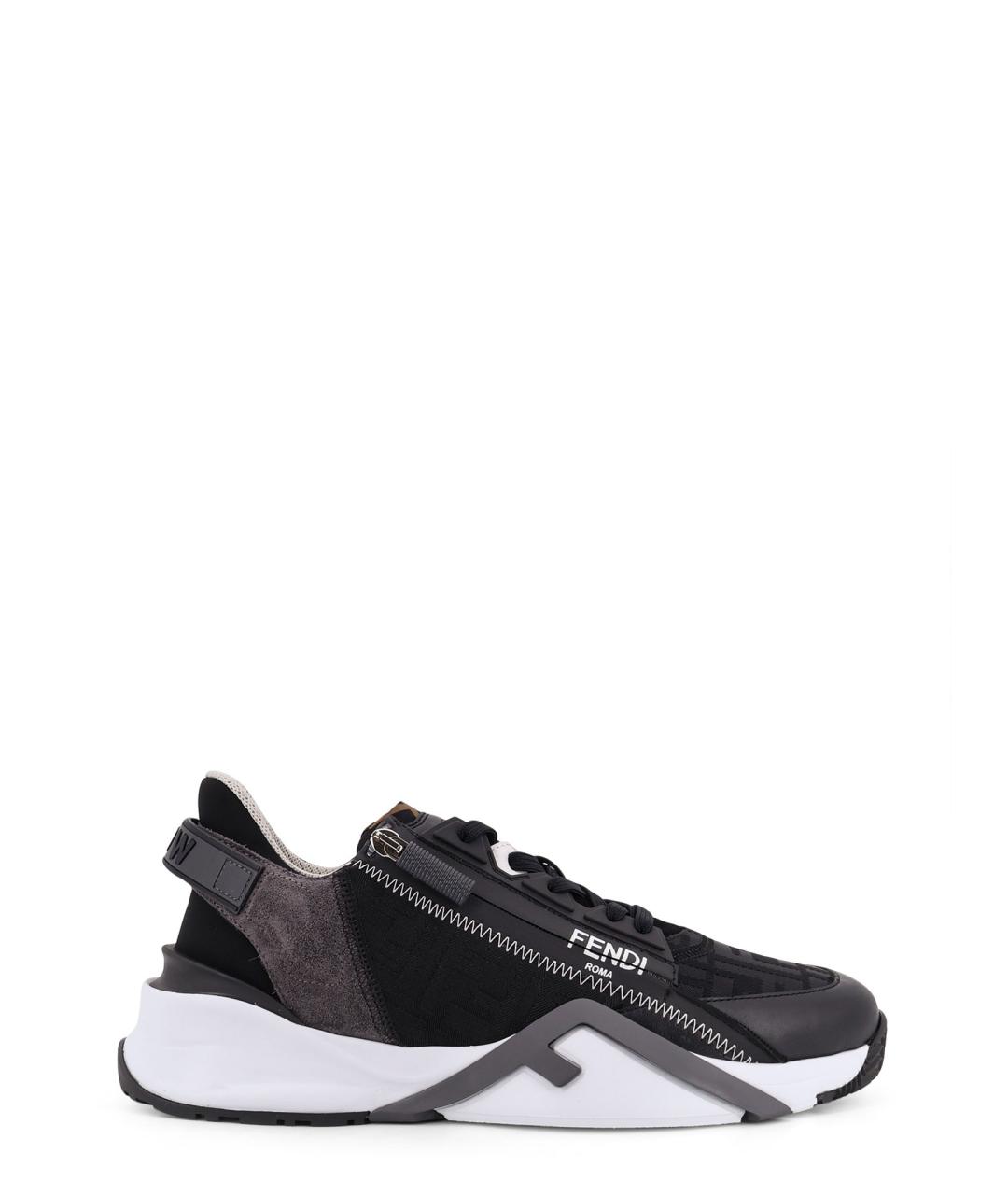FENDI Черные текстильные низкие кроссовки / кеды, фото 1