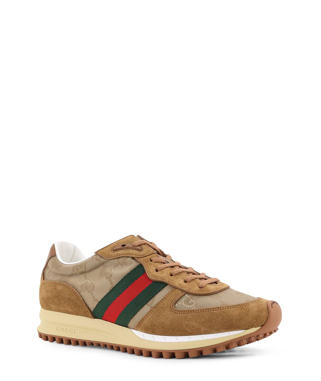 GUCCI Коричневые замшевые низкие кроссовки / кеды, фото 2