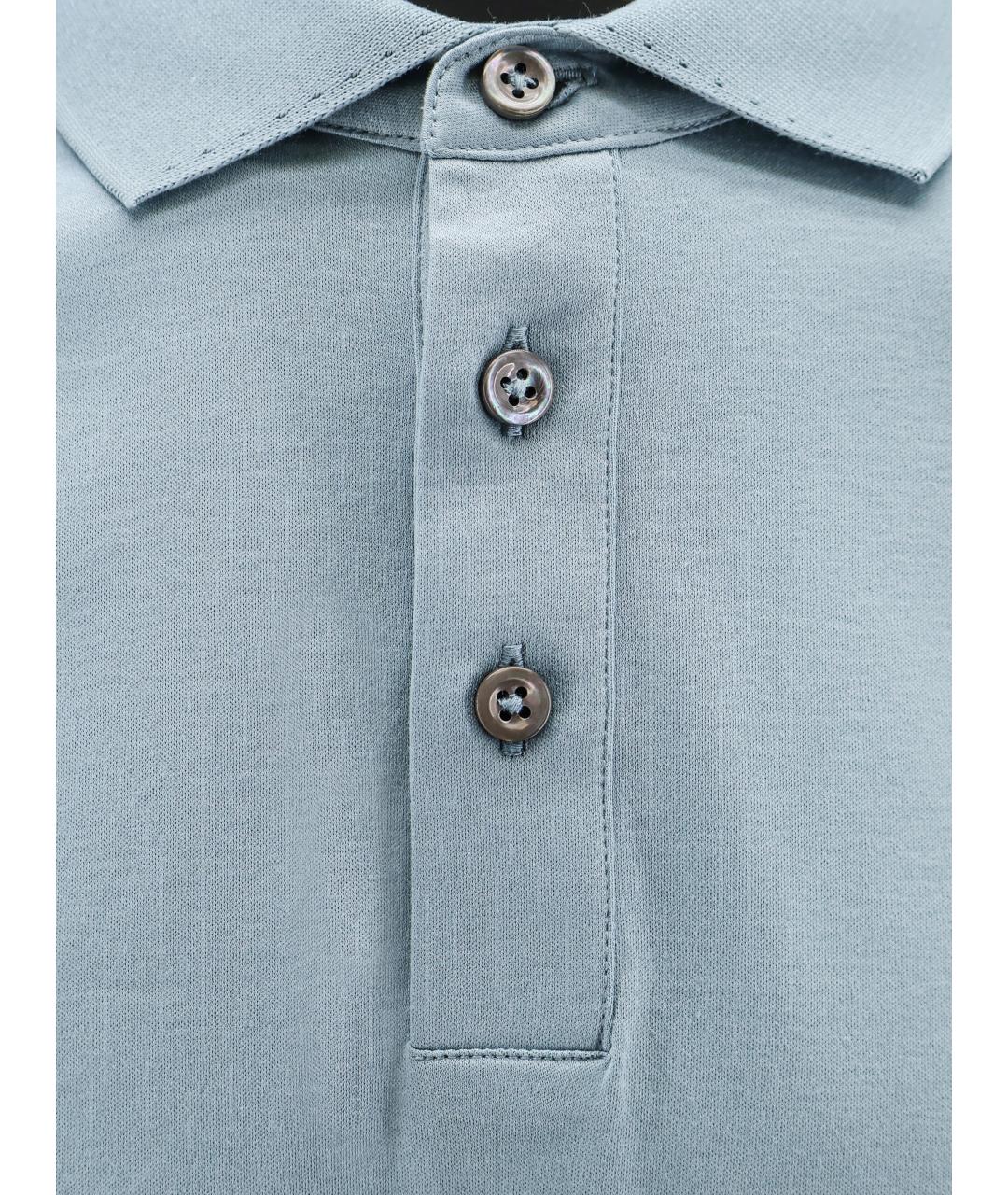 HUGO BOSS Синее хлопковое поло с коротким рукавом, фото 3