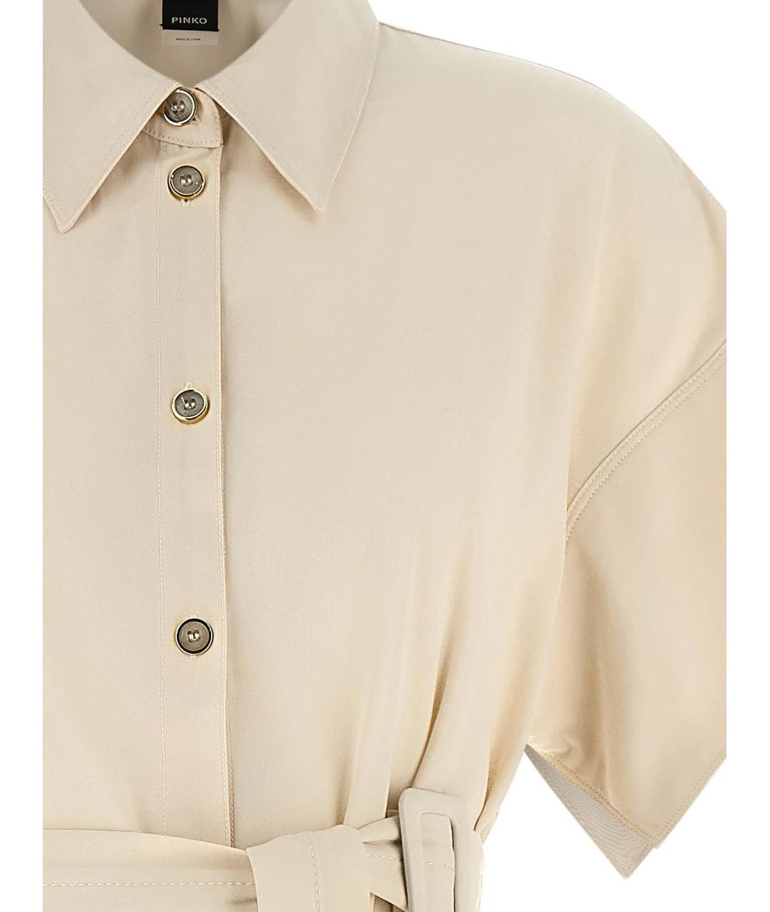 PINKO Бежевое хлопковое повседневное платье, фото 3