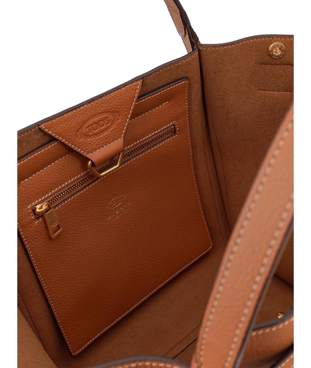 TOD'S Коричневая кожаная сумка тоут, фото 4