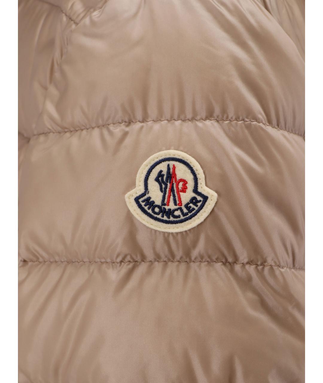 MONCLER Бежевый полиамидовый пуховик, фото 3
