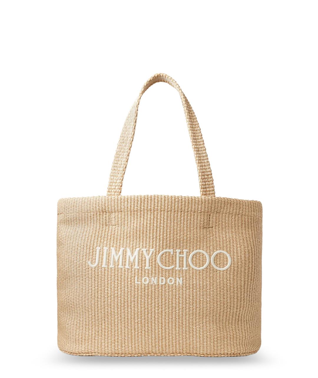 JIMMY CHOO Бежевая пелетеная сумка тоут, фото 1