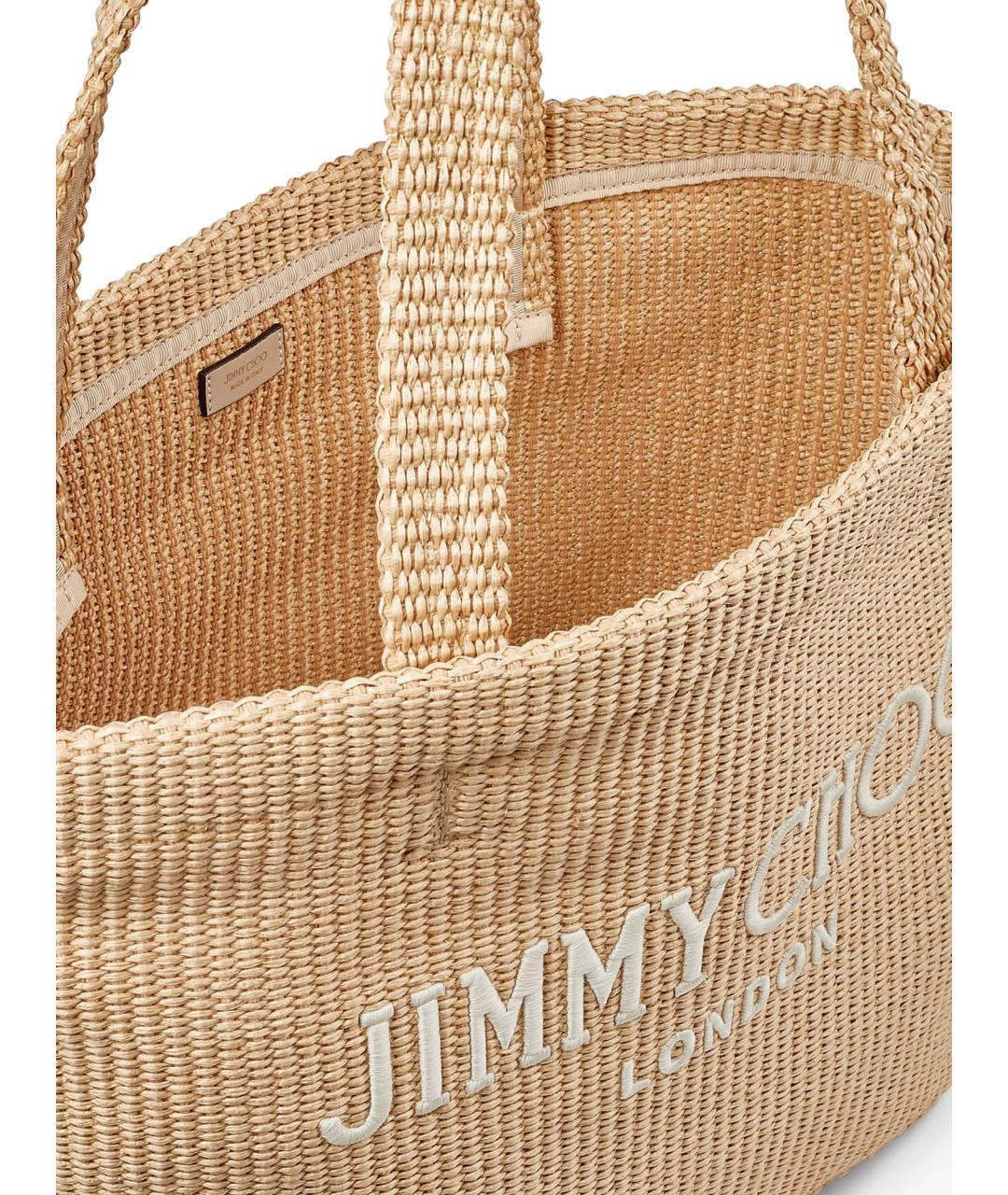 JIMMY CHOO Бежевая пелетеная сумка тоут, фото 4