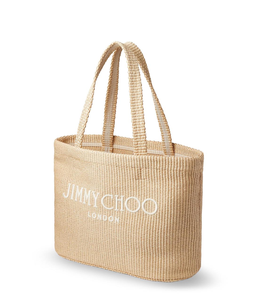 JIMMY CHOO Бежевая пелетеная сумка тоут, фото 3