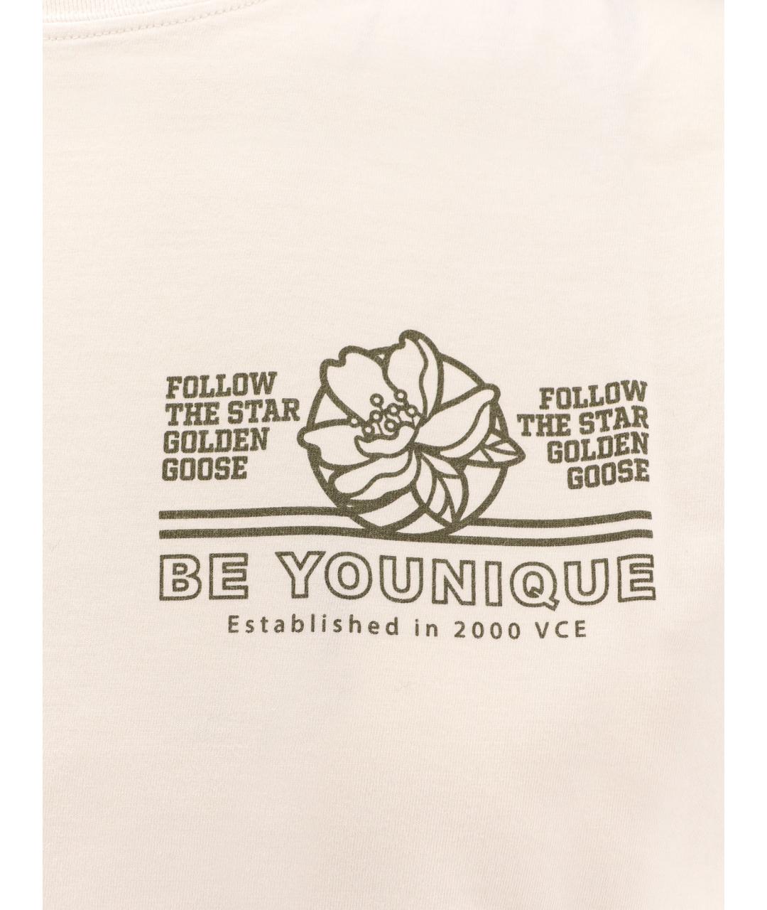 GOLDEN GOOSE DELUXE BRAND Бежевая хлопковая футболка, фото 3