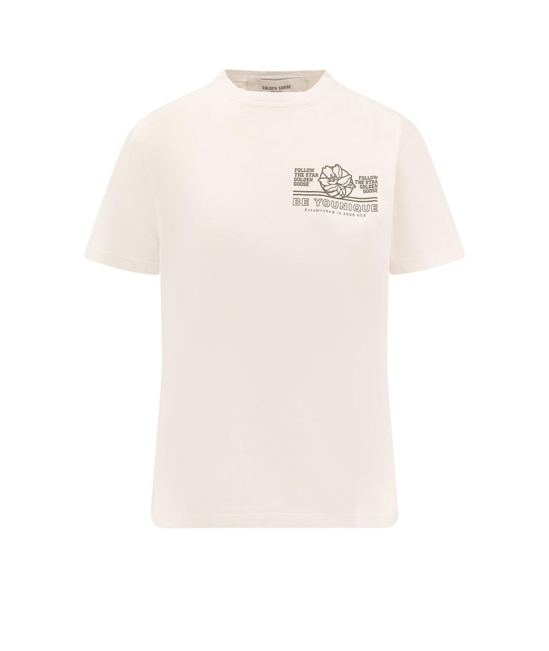 GOLDEN GOOSE DELUXE BRAND Бежевая хлопковая футболка, фото 1